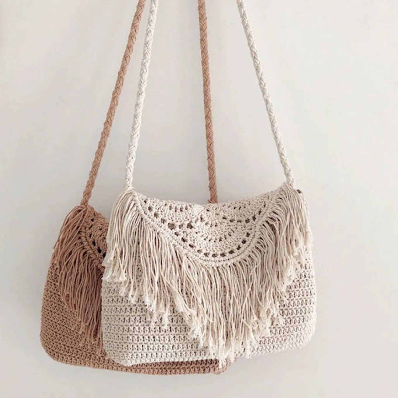 Elena Handbags Handmade Bohemian Tassel Beach Bag