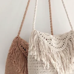 Elena Handbags Handmade Bohemian Tassel Beach Bag