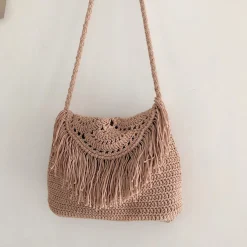 Elena Handbags Handmade Bohemian Tassel Beach Bag