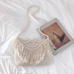 Elena Handbags Handmade Bohemian Tassel Beach Bag