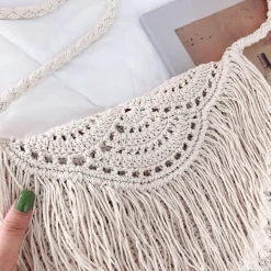 Elena Handbags Handmade Bohemian Tassel Beach Bag