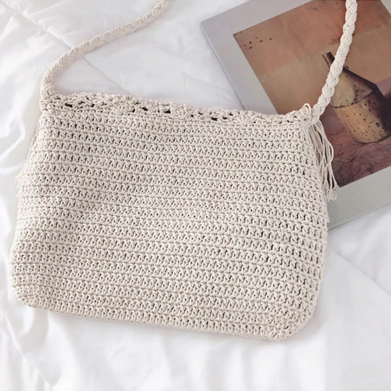 Elena Handbags Handmade Bohemian Tassel Beach Bag