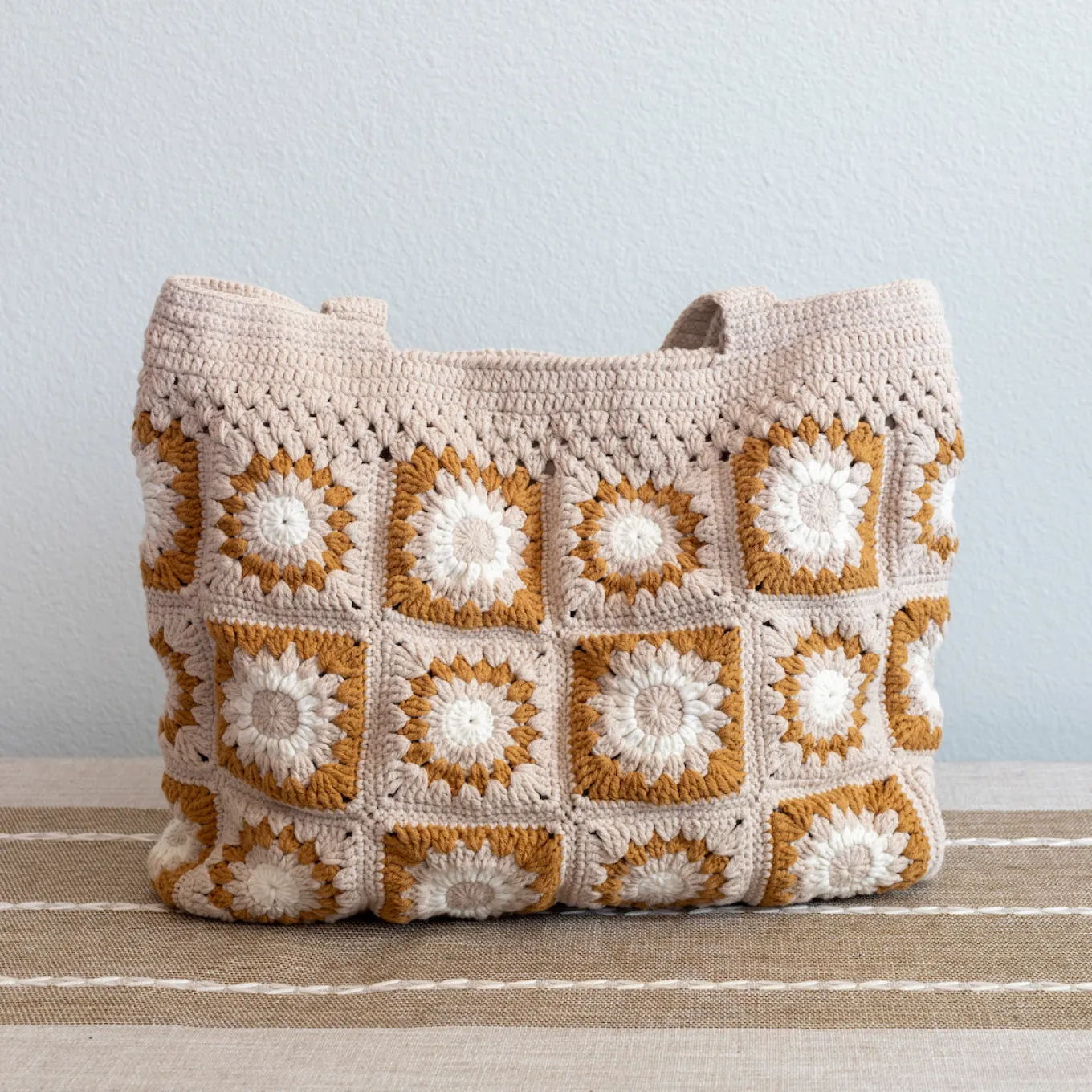Elena Handbags Handmade Crochet Granny Square Shoulder Bag