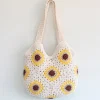 Elena Handbags Handmade Crochet Sunflower Granny Square Tote