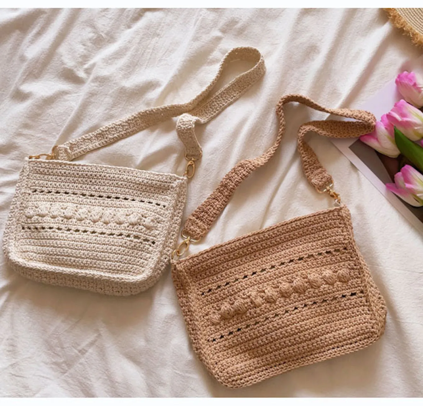 Elena Handbags Handmade Crochet Messenger Bag