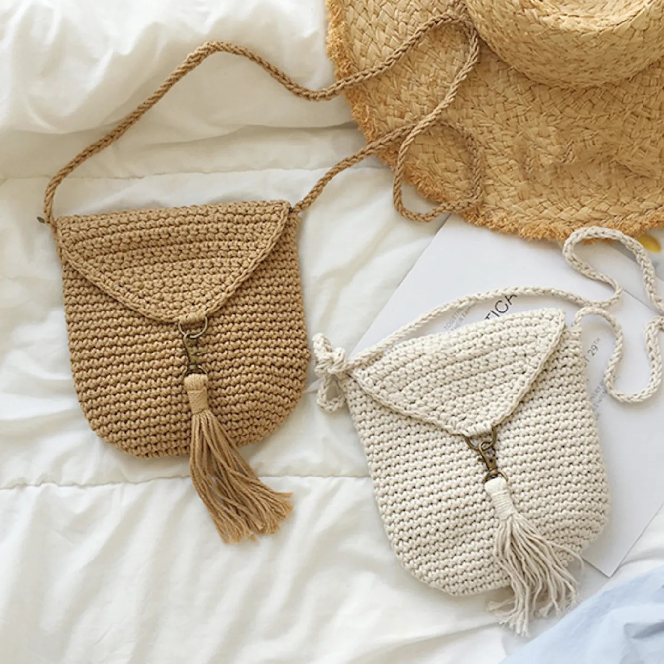 Elena Handbags Handmade Crochet Mini Purse with Tassel
