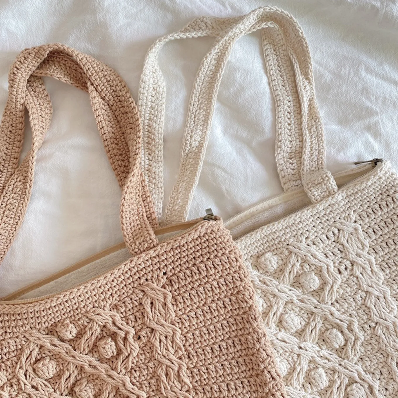 Elena Handbags Handmade Cotton Knitted Shoulder Bucket Bag