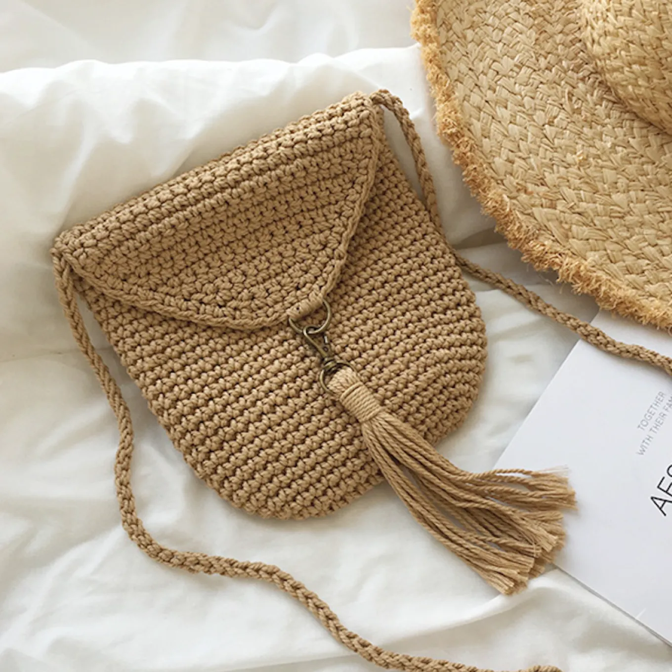 Elena Handbags Handmade Crochet Mini Purse with Tassel