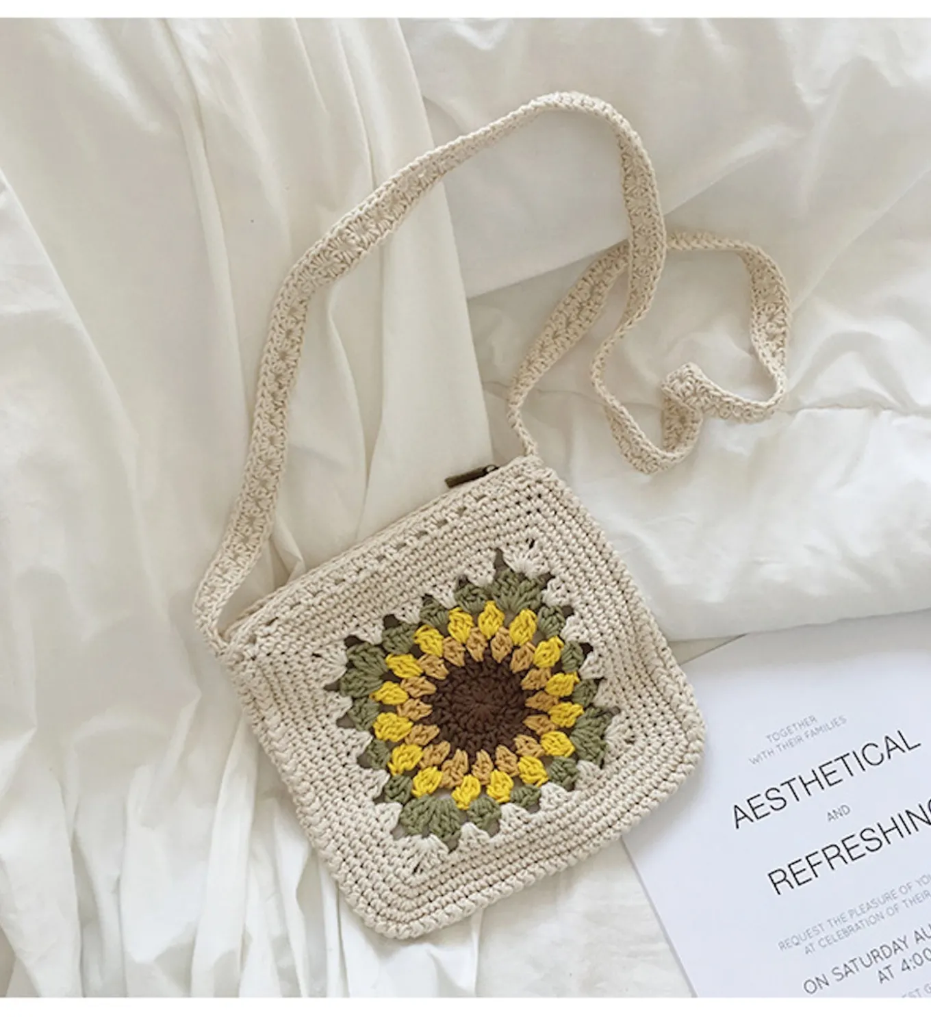 Elena Handbags Handmade Crochet Sunflower Purse