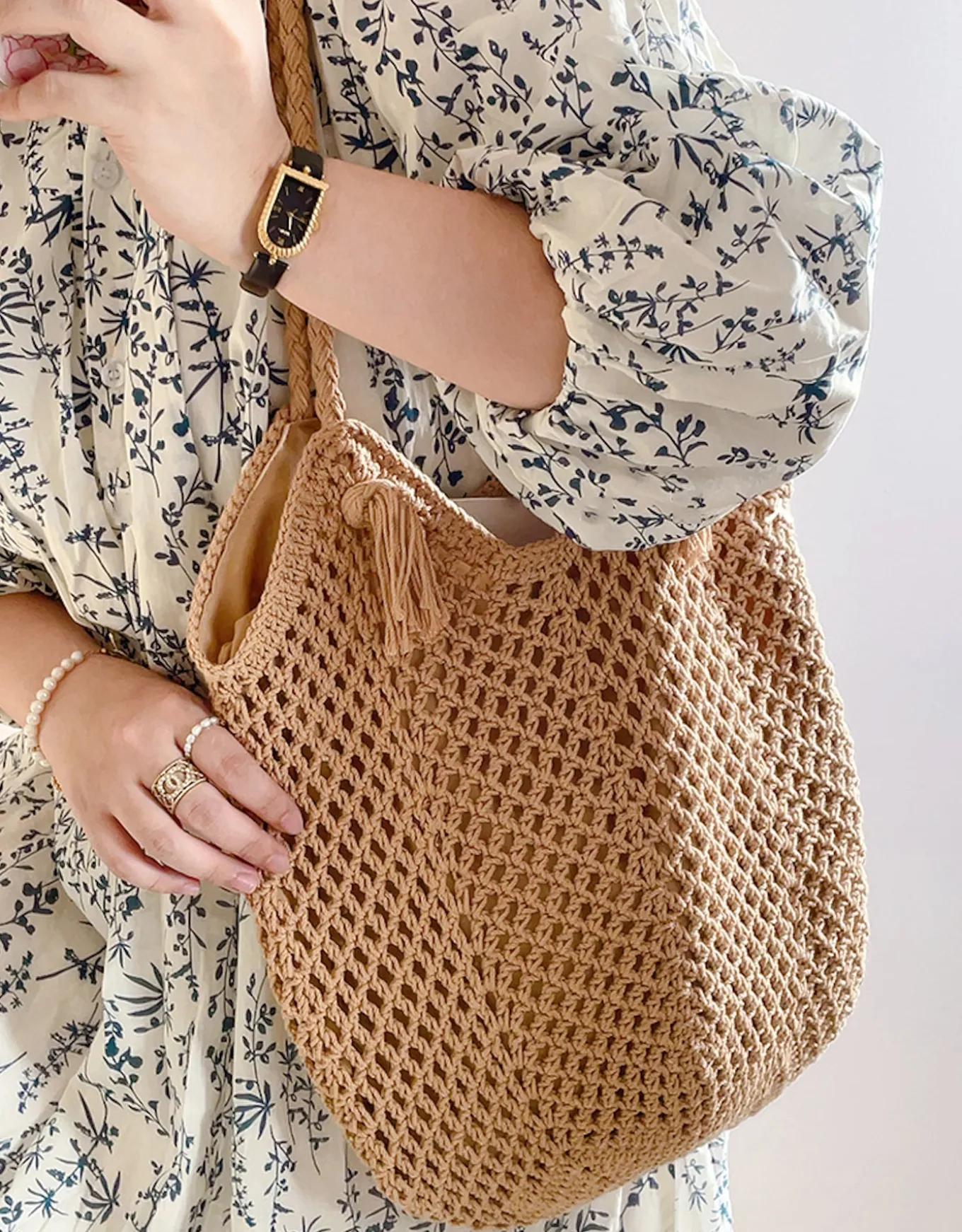 Elena Handbags Handmade Crochet Retro Style Tote Bag