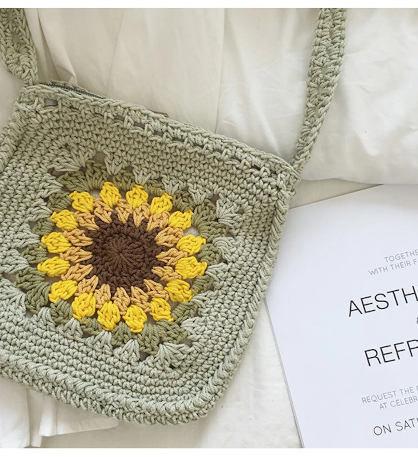 Elena Handbags Handmade Crochet Sunflower Purse
