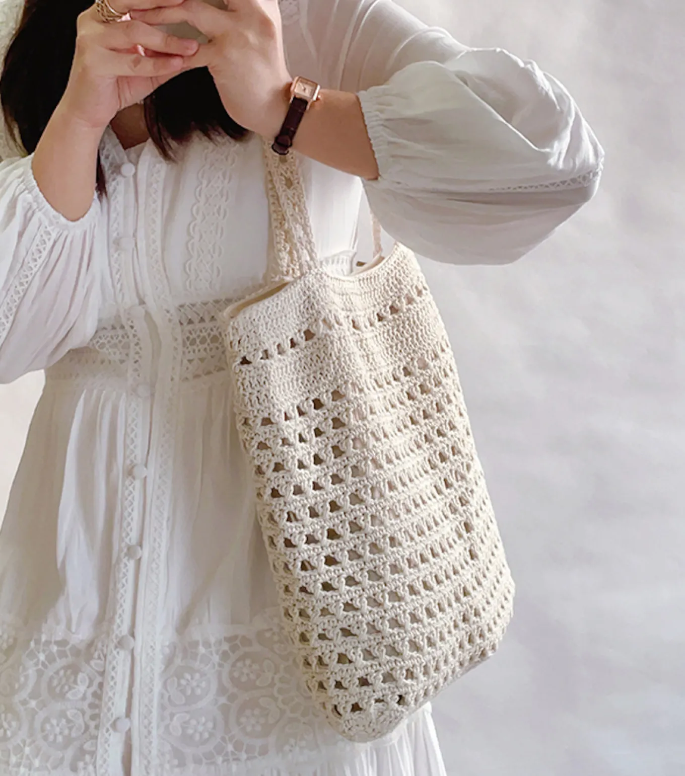 Elena Handbags Handmade Crochet Retro Style Tote Bag