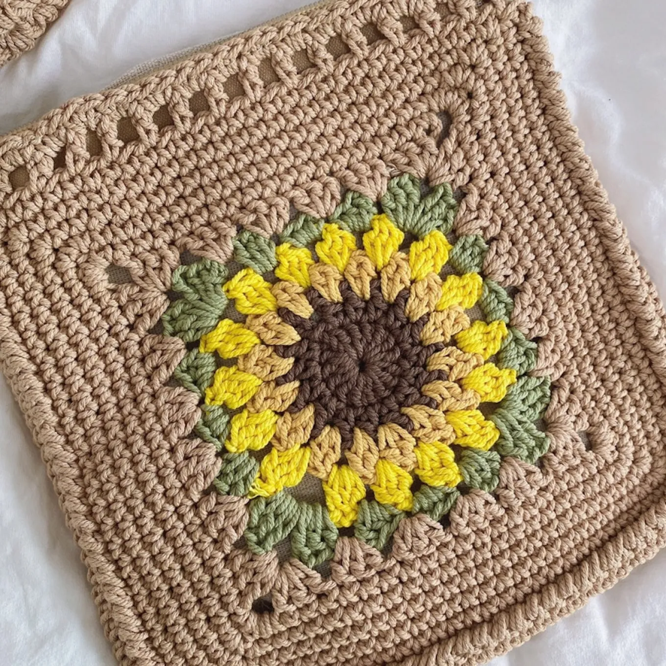 Elena Handbags Handmade Crochet Sunflower Purse