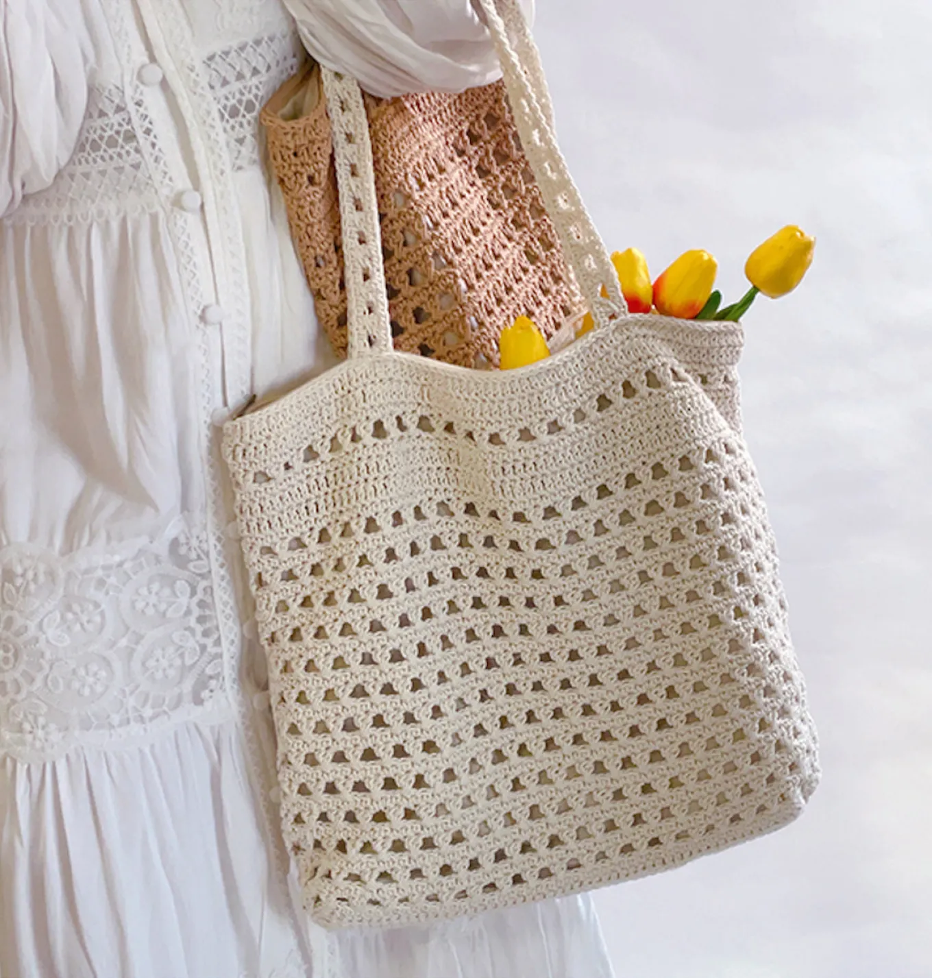 Elena Handbags Handmade Crochet Retro Style Tote Bag