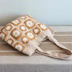 Elena Handbags Handmade Crochet Granny Square Shoulder Bag