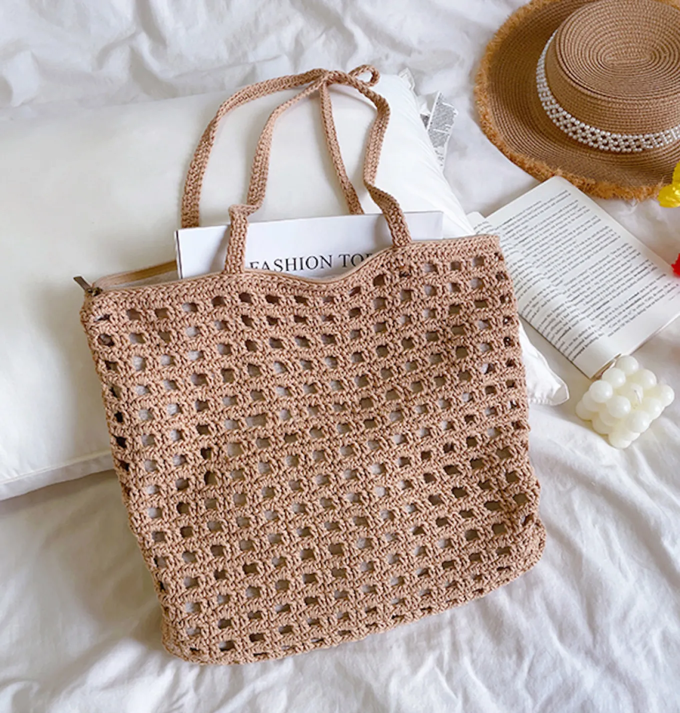 Elena Handbags Handmade Crochet Retro Tote Shoulder Bag