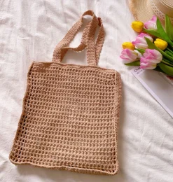 Elena Handbags Handmade Crochet Large Fishnet Tote