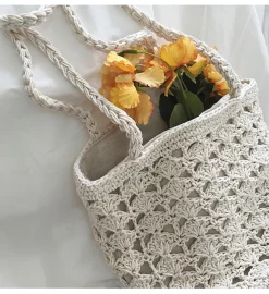 Elena Handbags Handmade Crochet Bucket Shoulder Bag