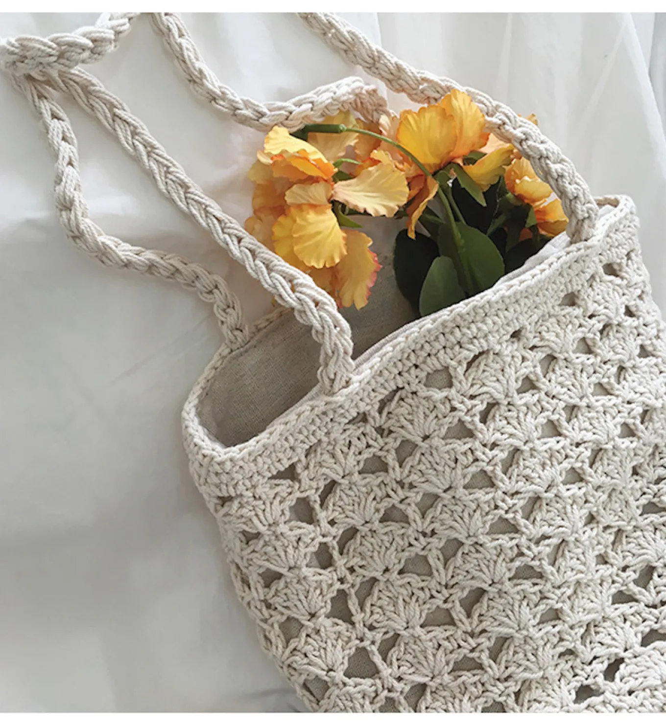 Elena Handbags Handmade Crochet Bucket Shoulder Bag