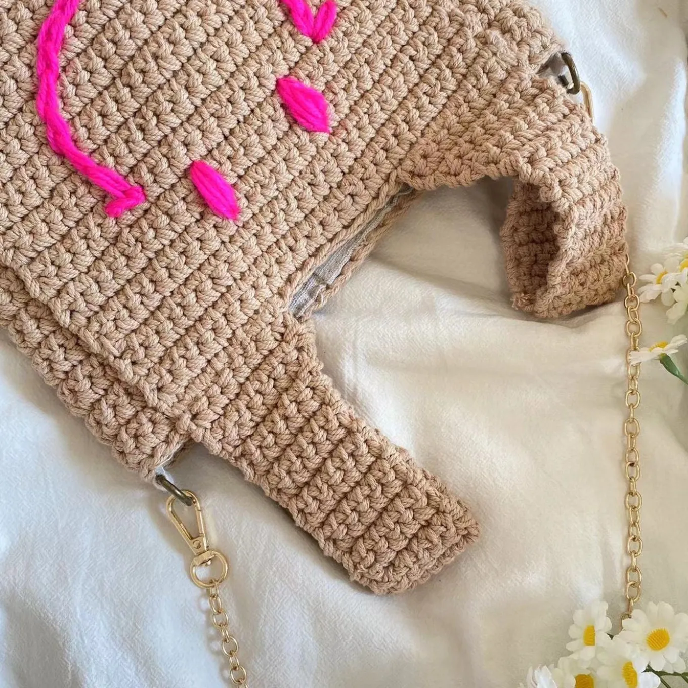 Elena Handbags Handmade Crochet Smiley Bag