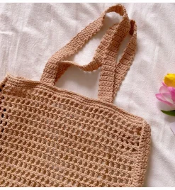 Elena Handbags Handmade Crochet Large Fishnet Tote