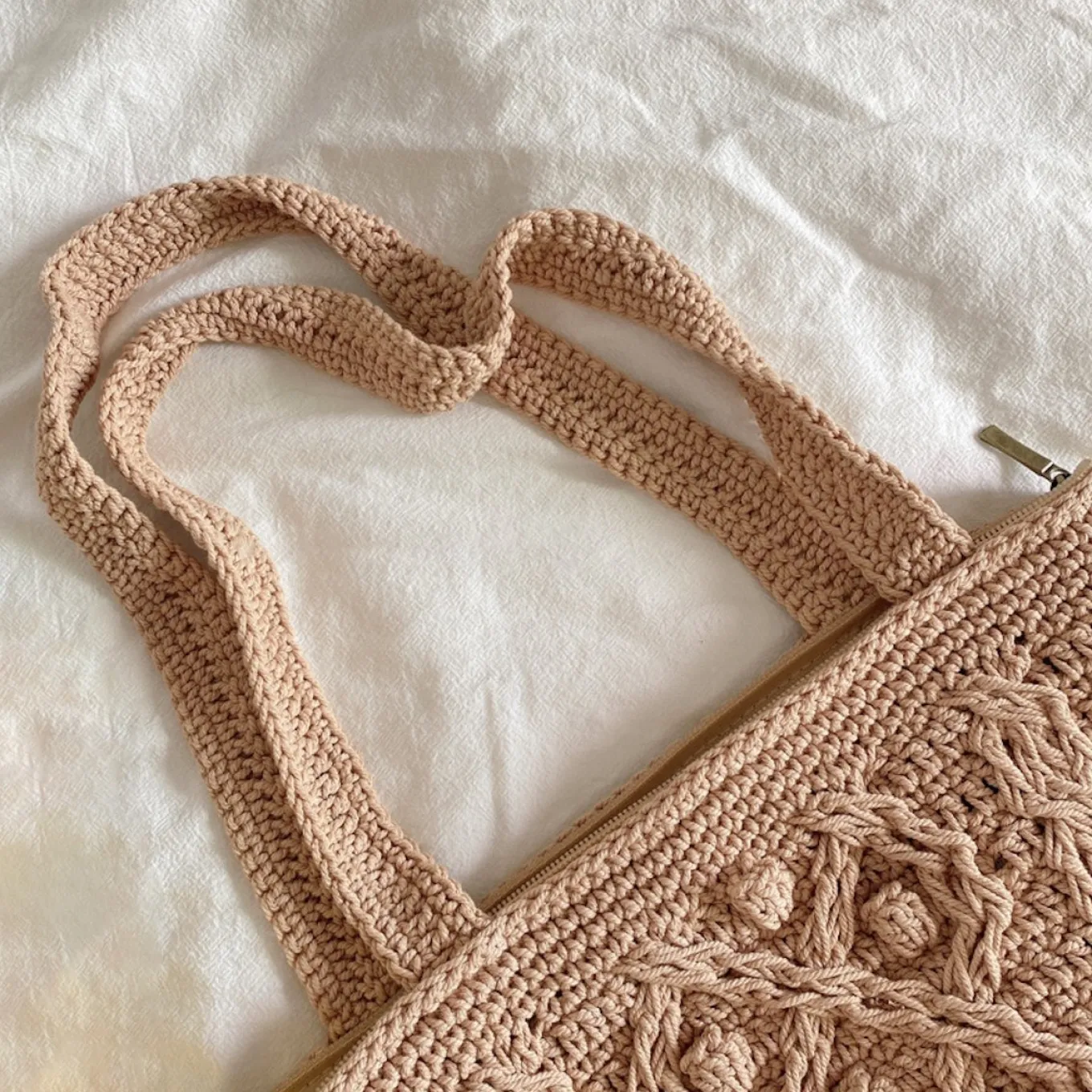 Elena Handbags Handmade Cotton Knitted Shoulder Bucket Bag