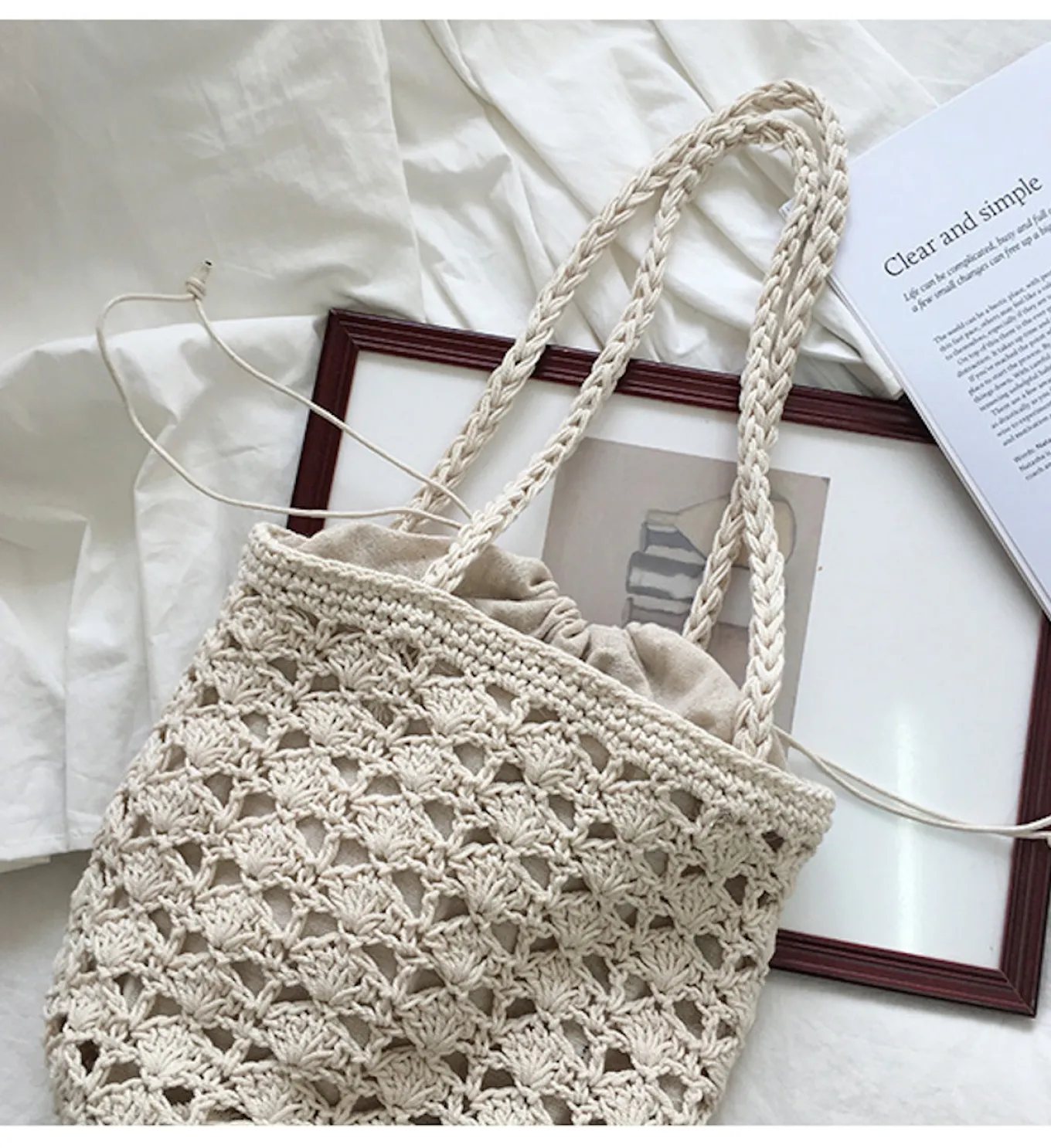 Elena Handbags Handmade Crochet Bucket Shoulder Bag