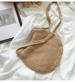 Elena Handbags Handmade Crochet Button Woven Crossbody Bag