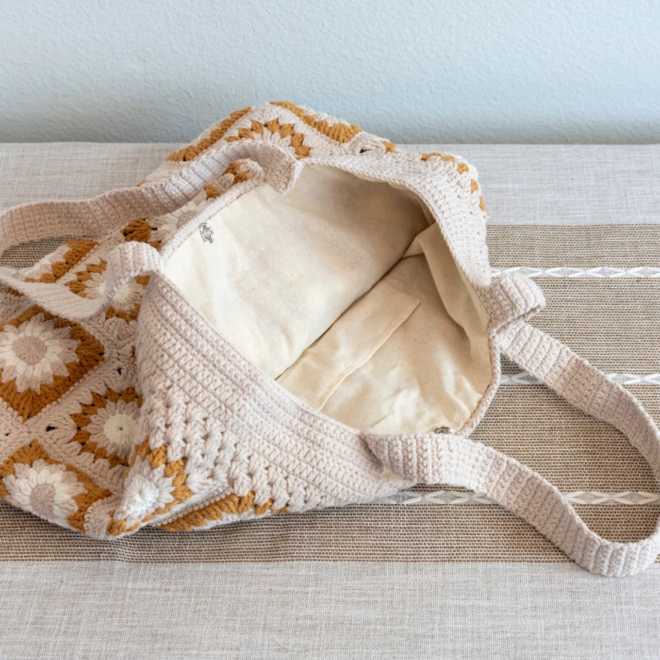 Elena Handbags Handmade Crochet Granny Square Shoulder Bag