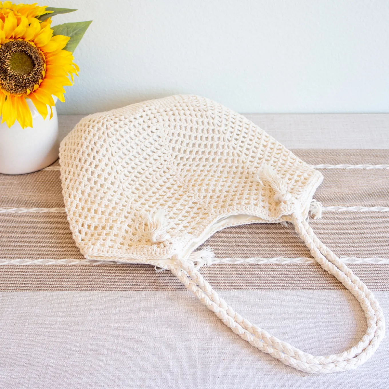 Elena Handbags Handmade Crochet Retro Style Tote Bag