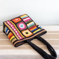 Elena Handbags Handmade Crochet Granny Square Patchwork Shoulder Bag