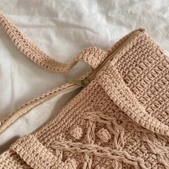 Elena Handbags Handmade Cotton Knitted Shoulder Bucket Bag