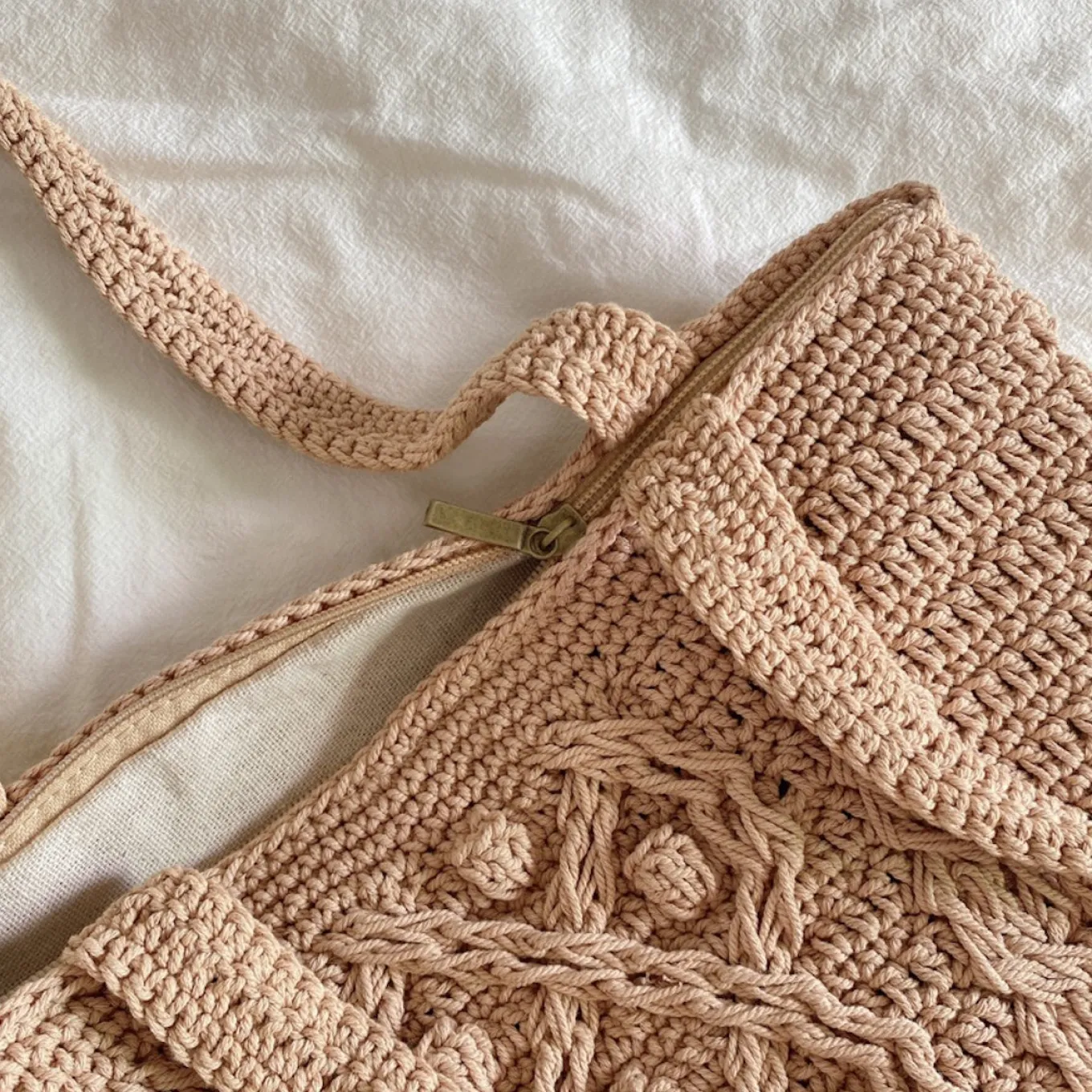 Elena Handbags Handmade Cotton Knitted Shoulder Bucket Bag