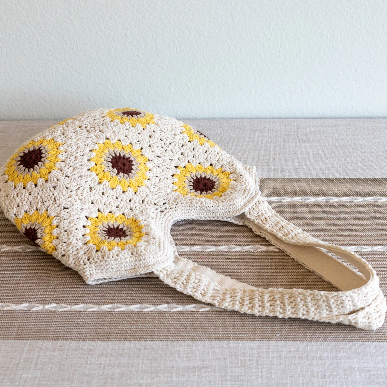 Elena Handbags Handmade Crochet Sunflower Granny Square Tote