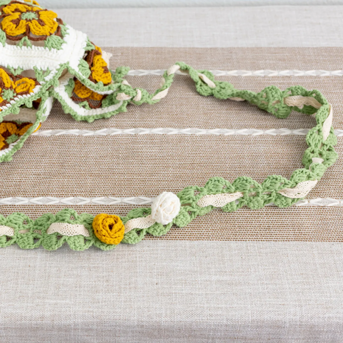 Elena Handbags Handmade Crochet Floral Patch Knit Shoulder Bag