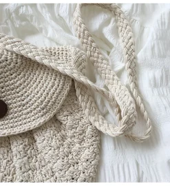 Elena Handbags Handmade Crochet Button Woven Crossbody Bag