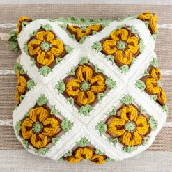 Elena Handbags Handmade Crochet Floral Patch Knit Shoulder Bag