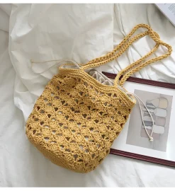Elena Handbags Handmade Crochet Bucket Shoulder Bag