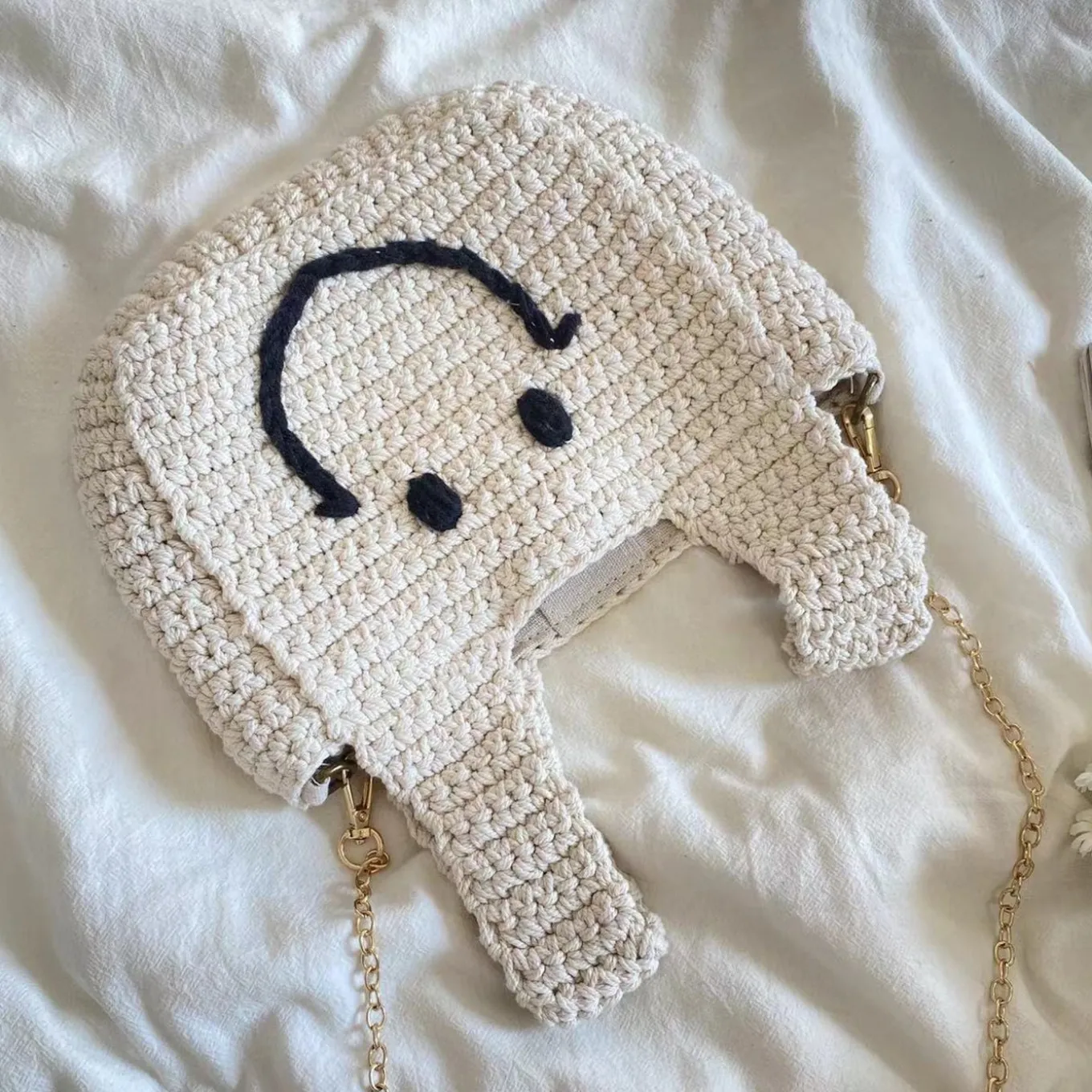 Elena Handbags Handmade Crochet Smiley Bag