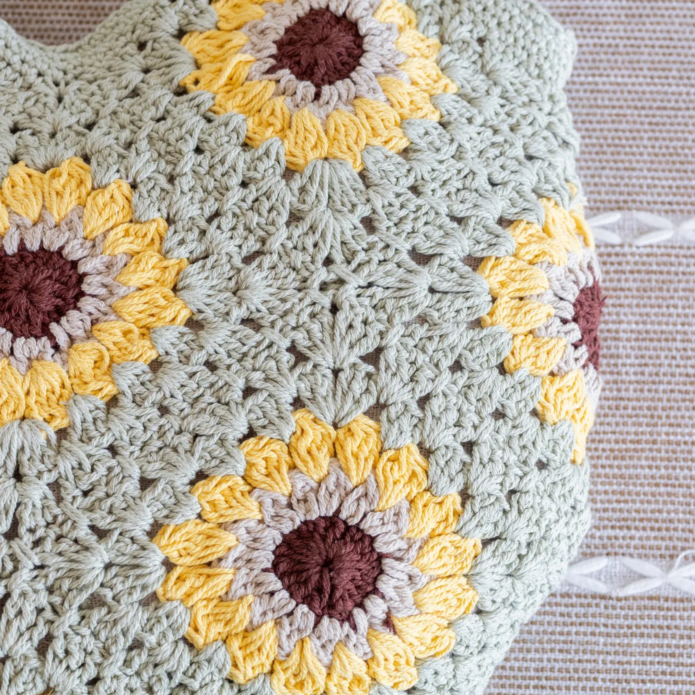 Elena Handbags Handmade Crochet Sunflower Granny Square Tote