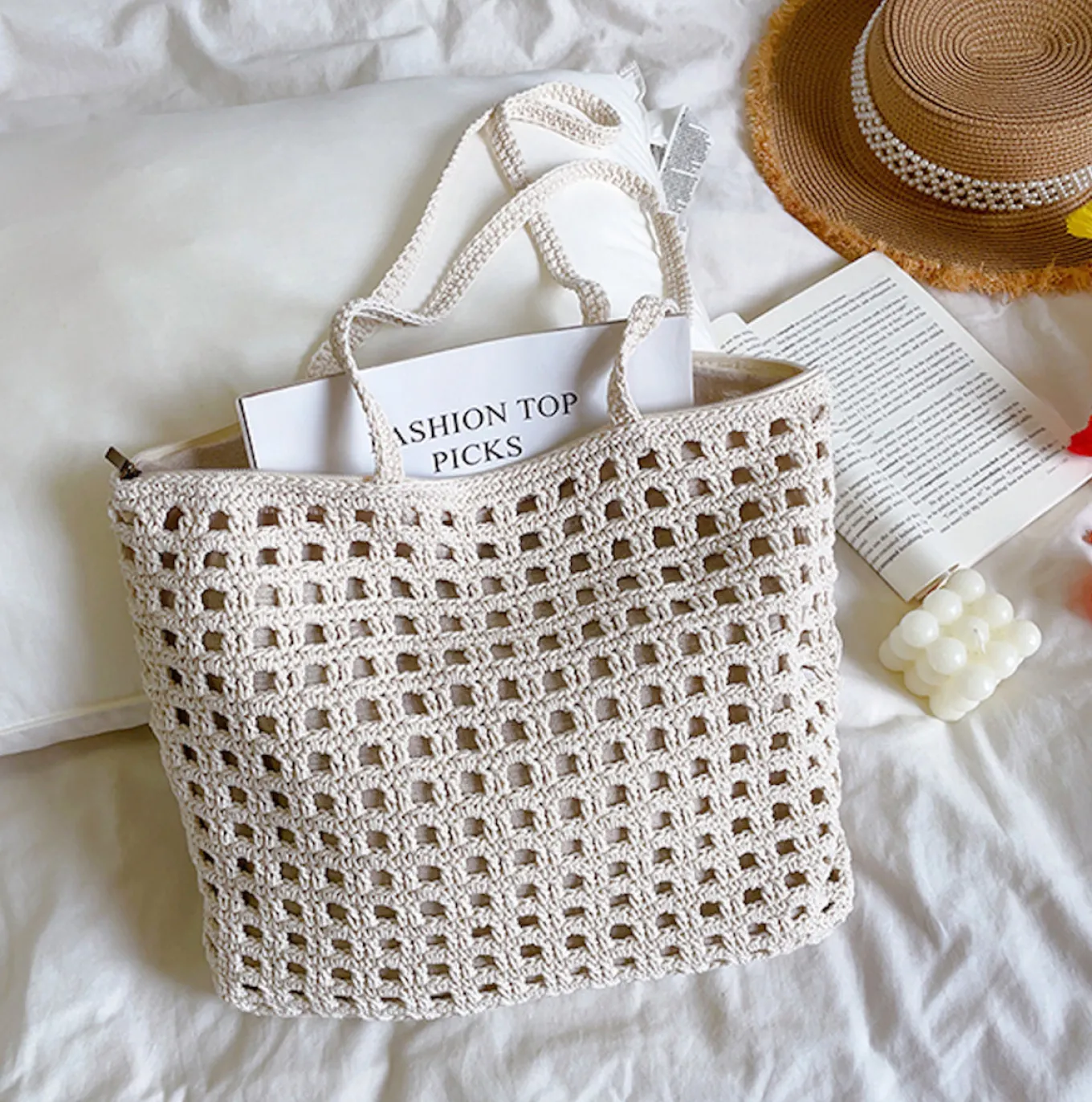 Elena Handbags Handmade Crochet Retro Tote Shoulder Bag