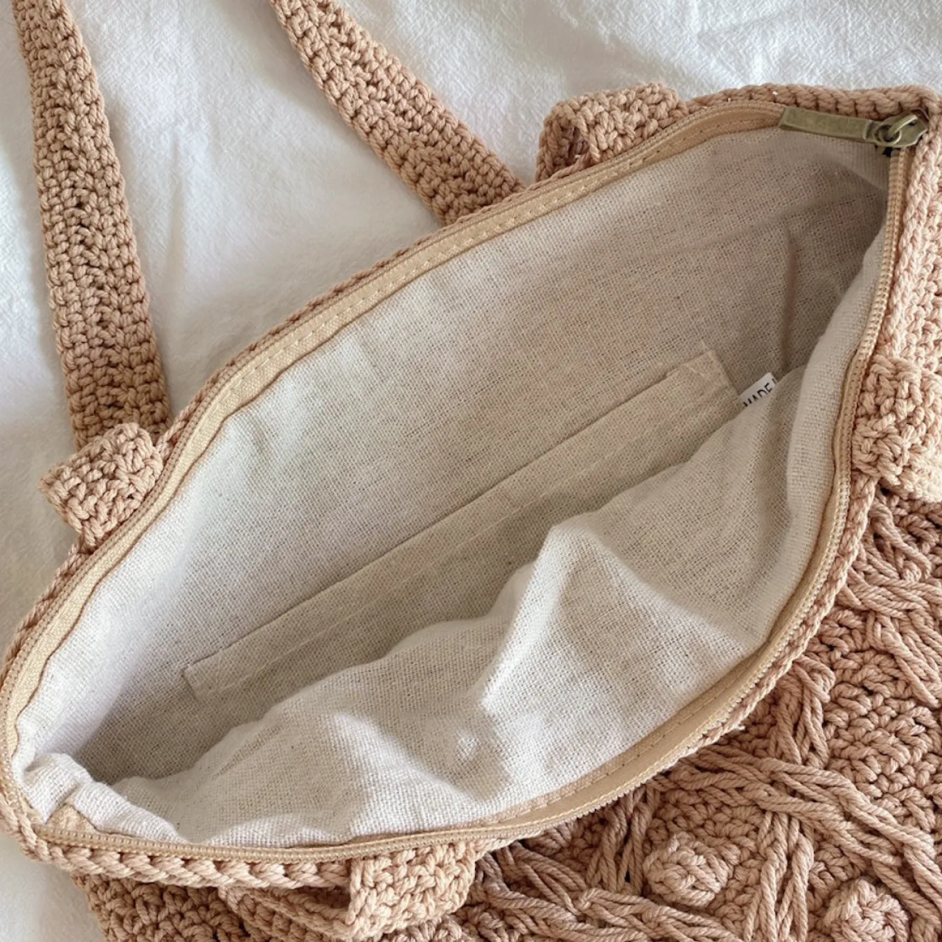 Elena Handbags Handmade Cotton Knitted Shoulder Bucket Bag