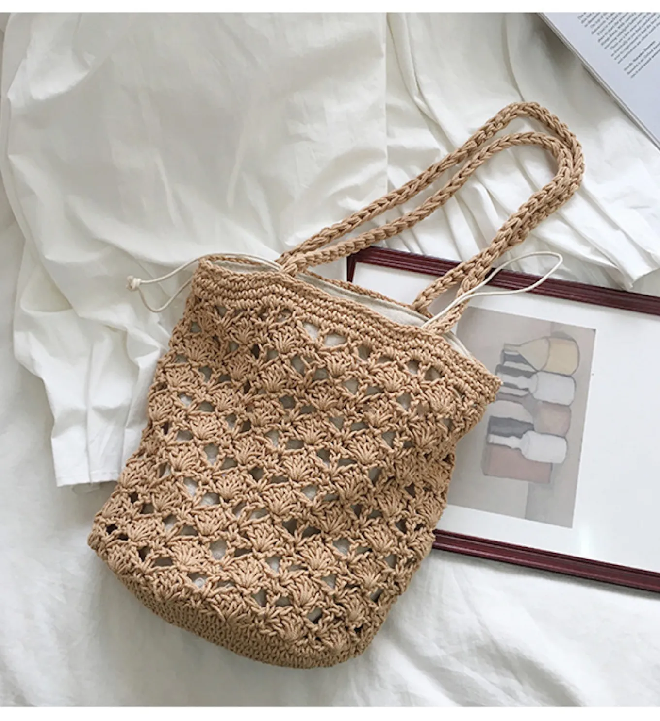 Elena Handbags Handmade Crochet Bucket Shoulder Bag