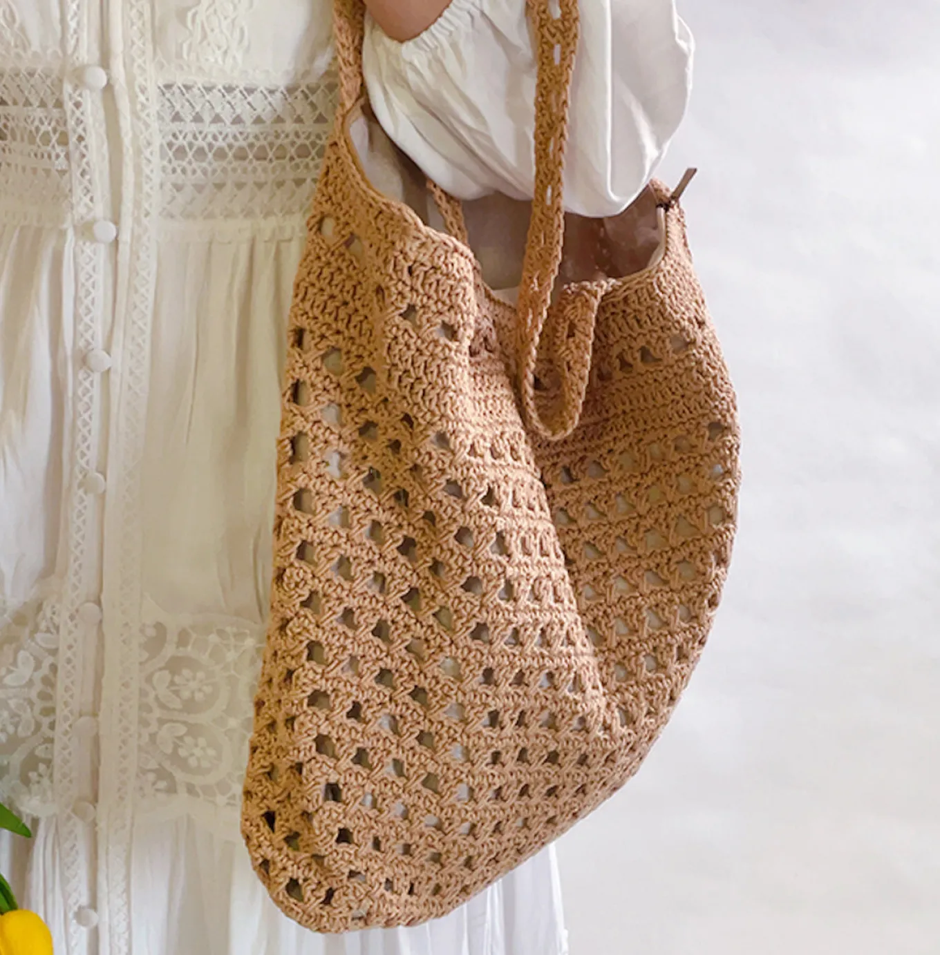 Elena Handbags Handmade Crochet Retro Style Tote Bag