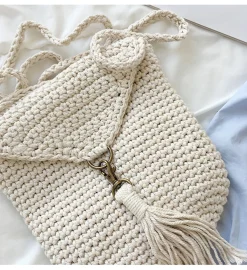 Elena Handbags Handmade Crochet Mini Purse with Tassel