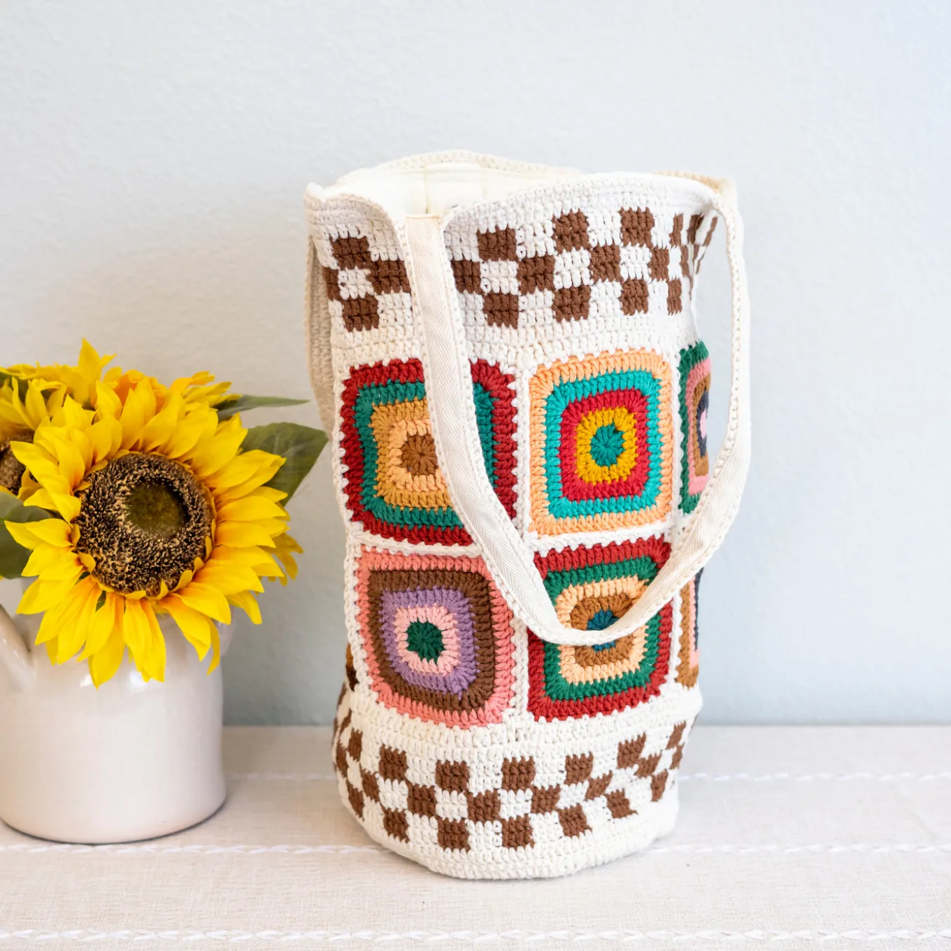 Elena Handbags Handmade Granny Square Shoulder Tote Bag