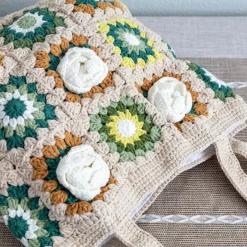 Elena Handbags Handmade Granny Square Shoulder Tote Bag