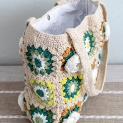 Elena Handbags Handmade Granny Square Shoulder Tote Bag