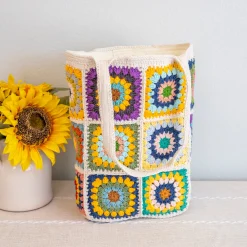 Elena Handbags Handmade Granny Square Shoulder Tote Bag