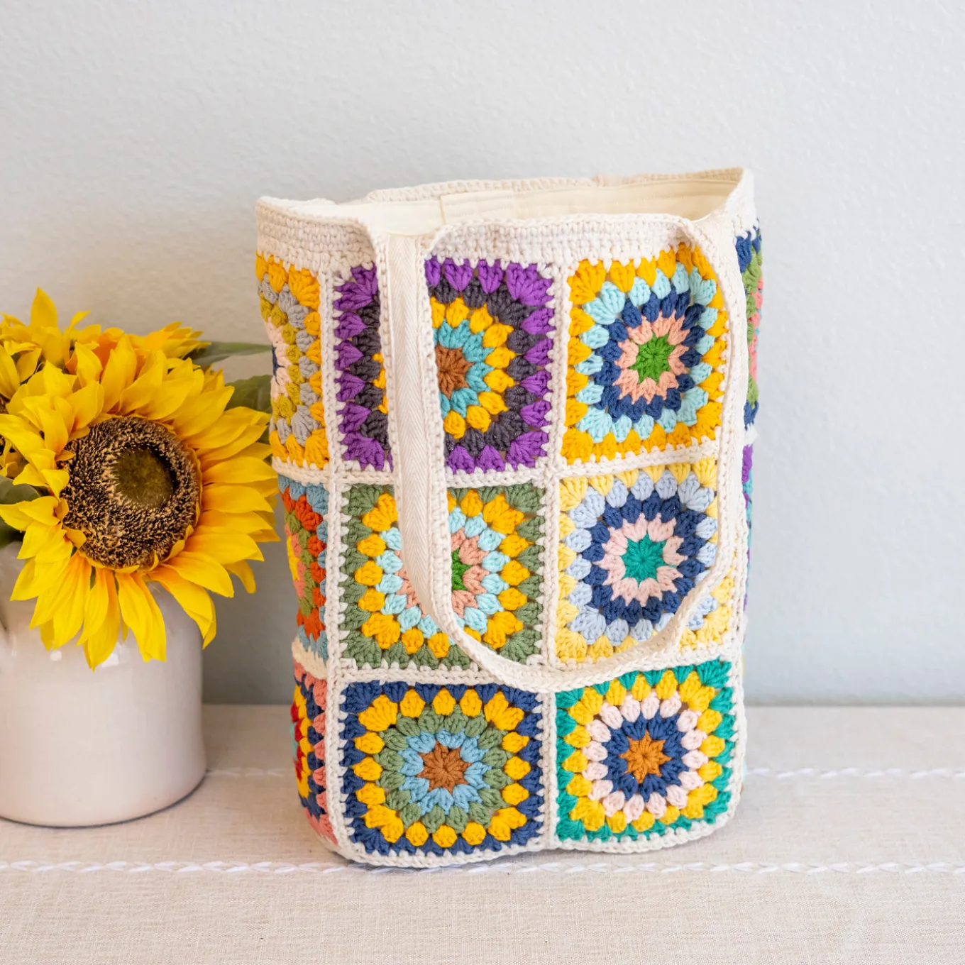 Elena Handbags Handmade Granny Square Shoulder Tote Bag